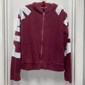 Victoria Secret Pink Hoodie Jacket Full Zip Large Sleeve Logo Scrunched Hem